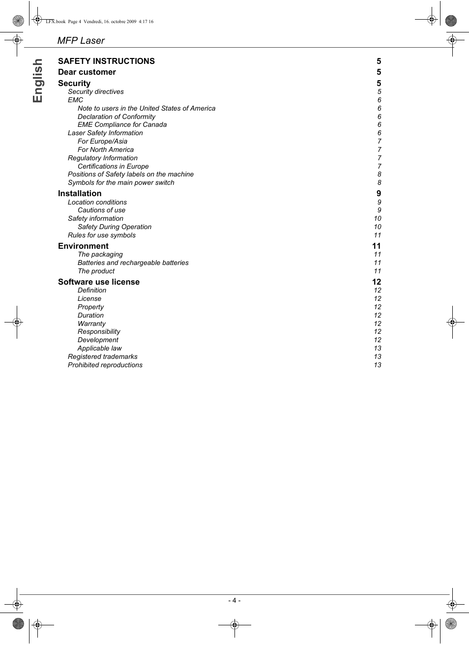 Qjolvk, En g li s h, Mfp laser | Konica Minolta PAGEPRO 1480MF User Manual | Page 5 / 198