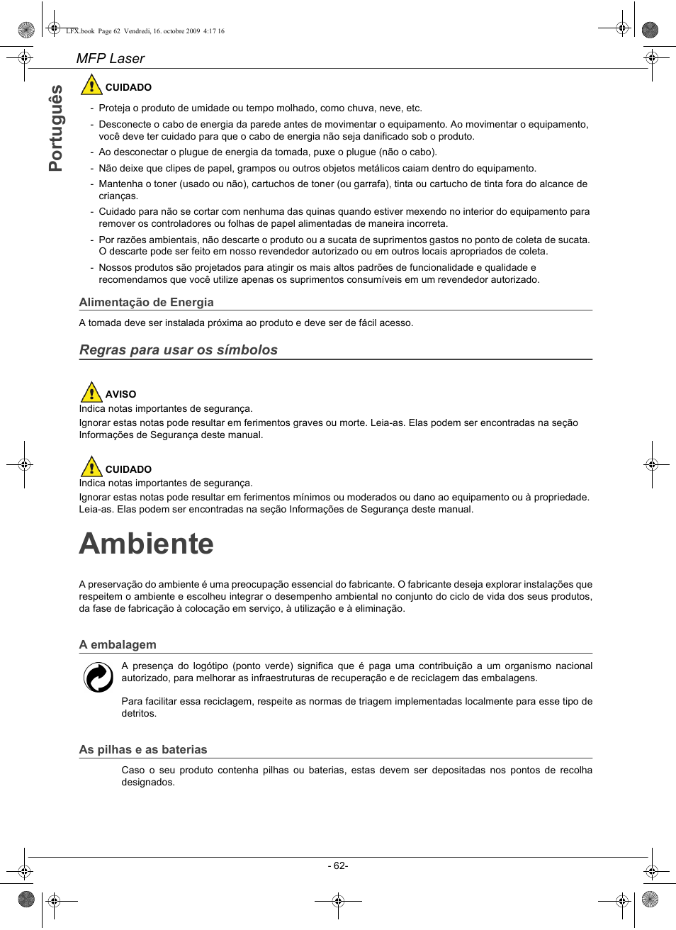 Ambiente | Konica Minolta PAGEPRO 1480MF User Manual | Page 63 / 198