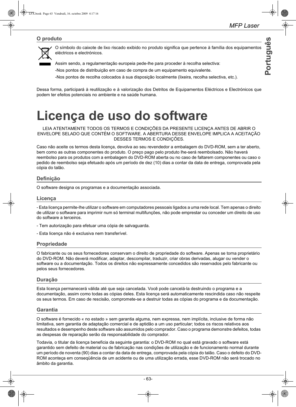 Licença de uso do software | Konica Minolta PAGEPRO 1480MF User Manual | Page 64 / 198