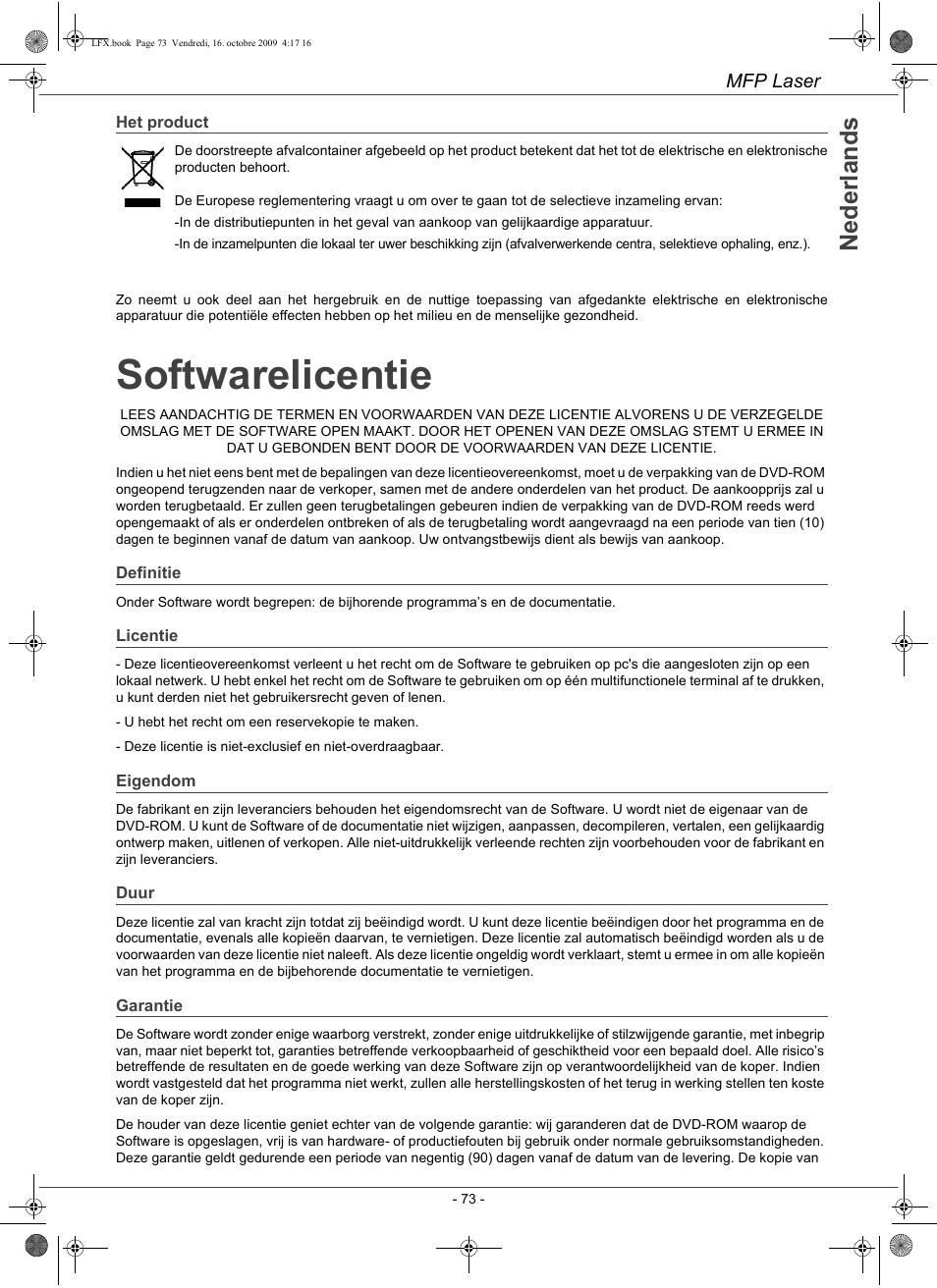 Softwarelicentie | Konica Minolta PAGEPRO 1480MF User Manual | Page 74 / 198