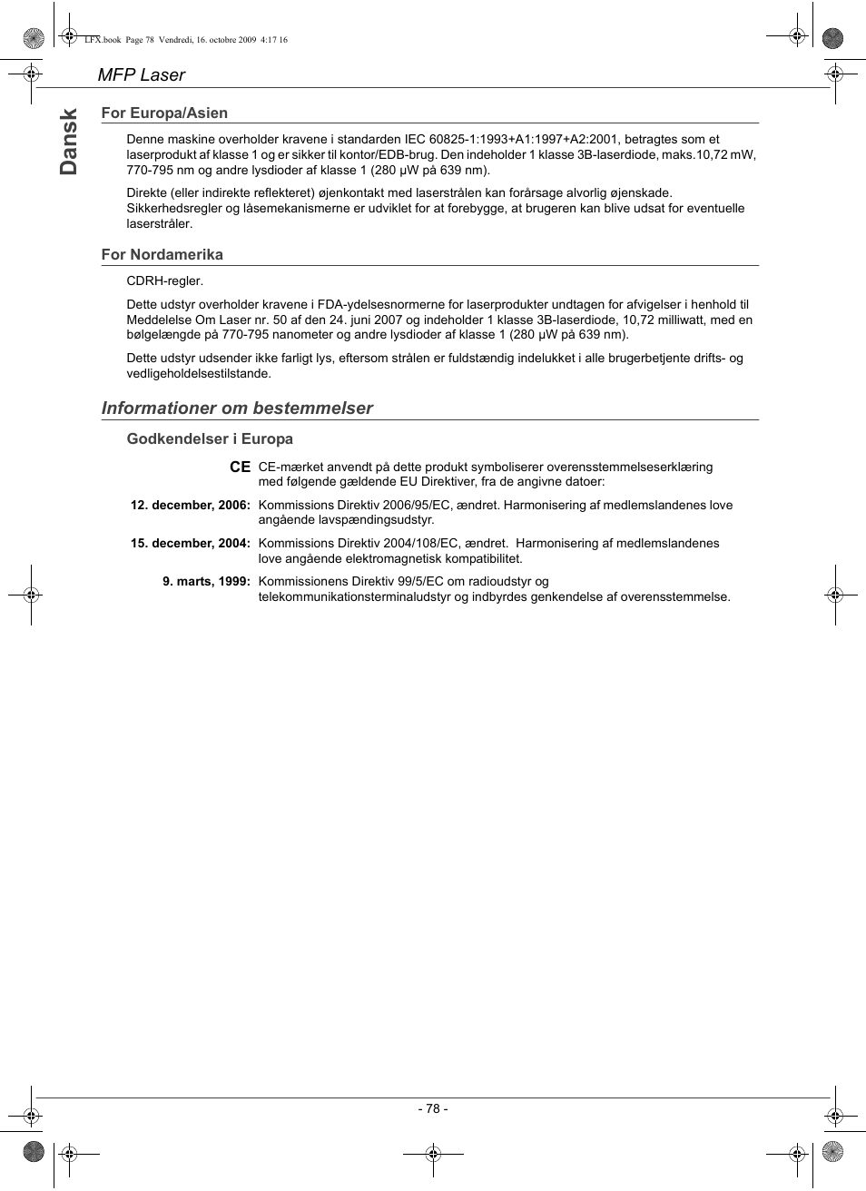 Da n s k | Konica Minolta PAGEPRO 1480MF User Manual | Page 79 / 198