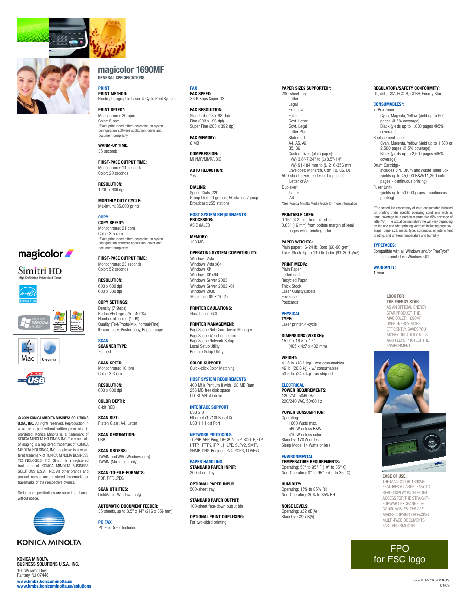 Magicolor 1690mf, Fpo for fsc logo | Konica Minolta magicolor 1690MF User Manual | Page 2 / 2