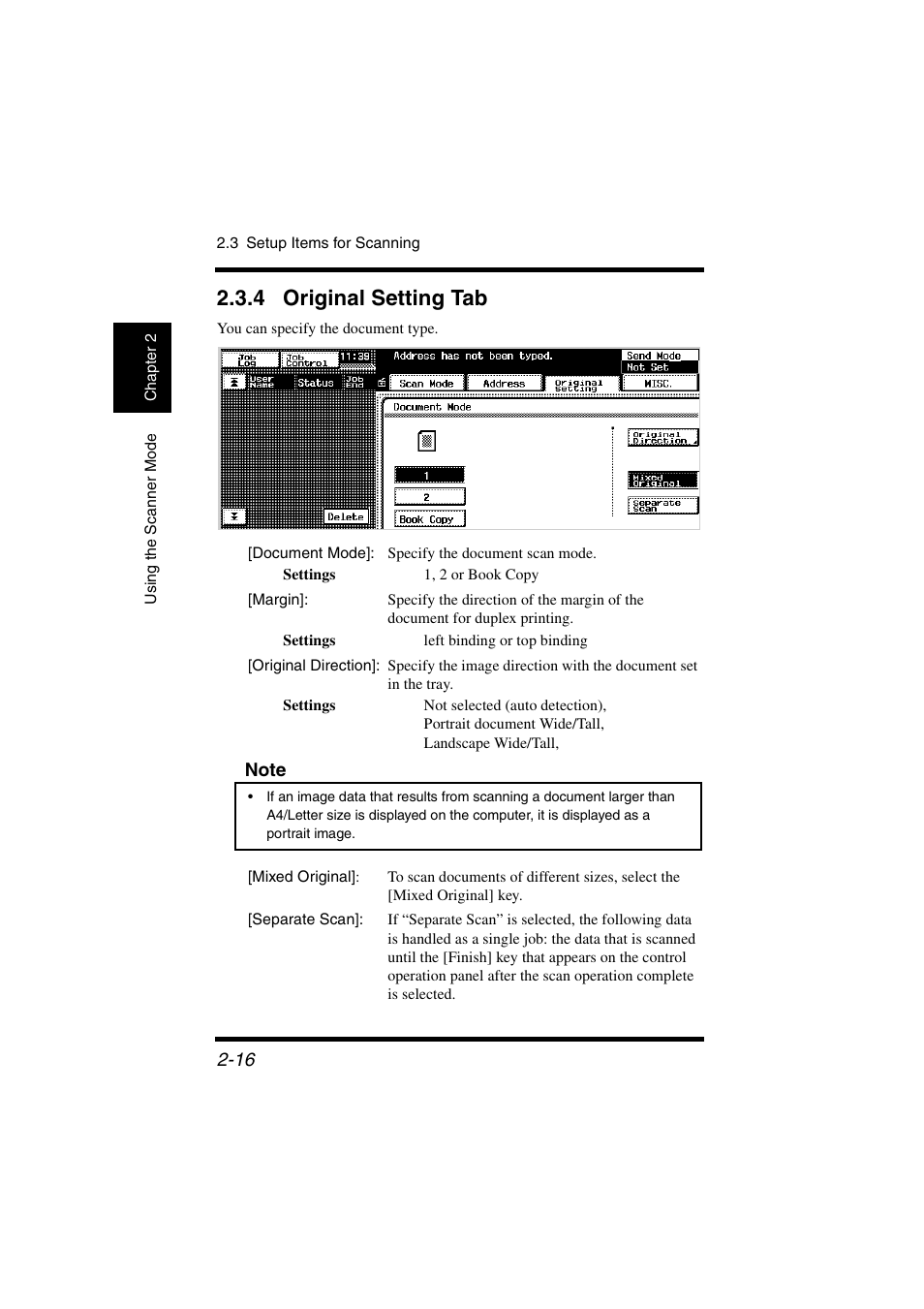 4 original setting tab, Original setting tab -16 | Konica Minolta IC-401 User Manual | Page 69 / 106