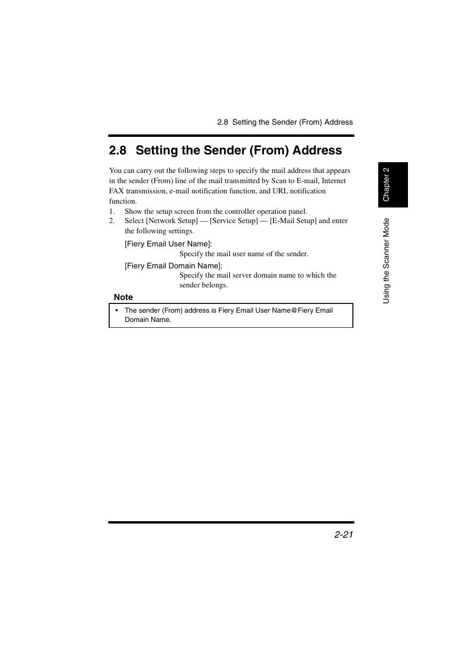 8 setting the sender (from) address, 8 setting the sender (from) address -21 | Konica Minolta IC-401 User Manual | Page 74 / 106