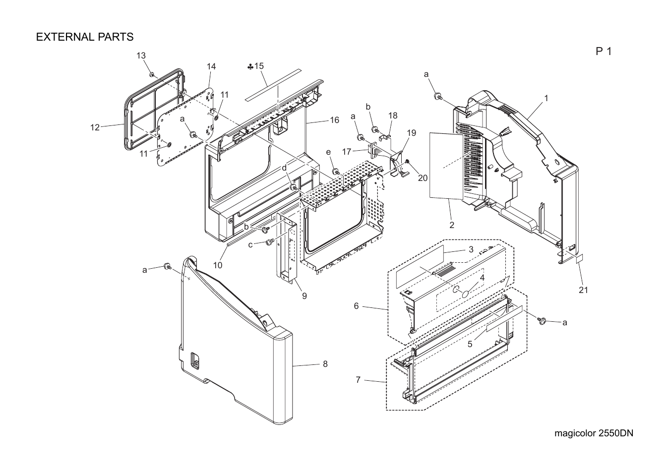 External parts | Konica Minolta magicolor 2550DN A00V014 User Manual | Page 10 / 67