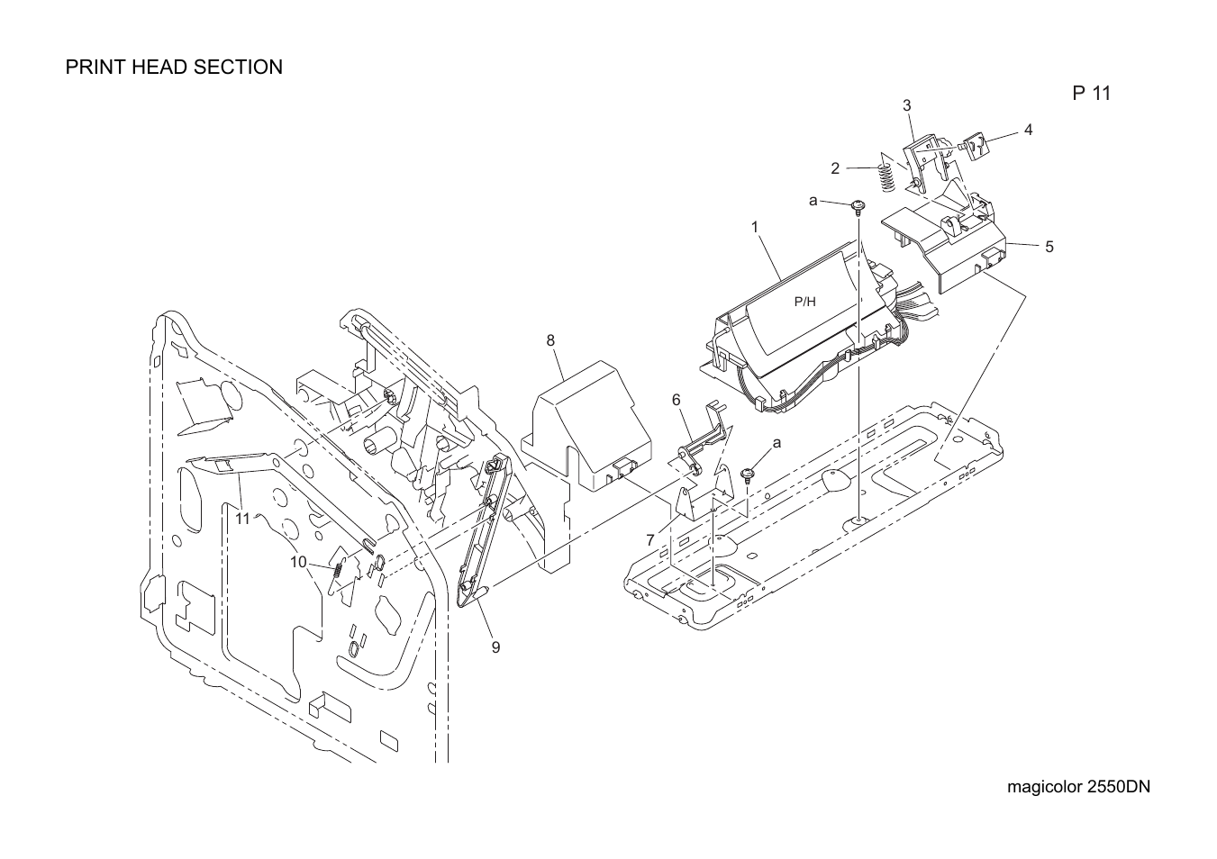 Print head section | Konica Minolta magicolor 2550DN A00V014 User Manual | Page 30 / 67