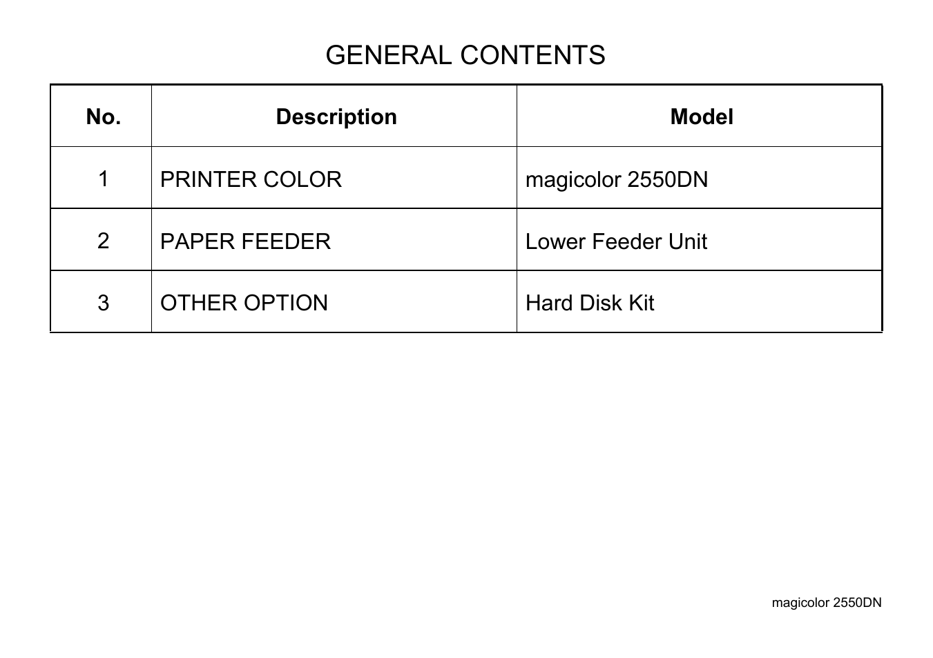 General contents | Konica Minolta magicolor 2550DN A00V014 User Manual | Page 4 / 67