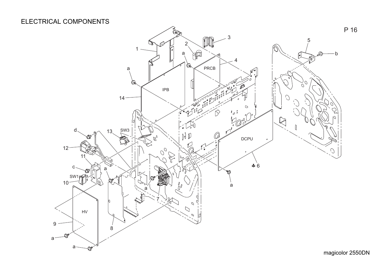 Electrical components | Konica Minolta magicolor 2550DN A00V014 User Manual | Page 40 / 67