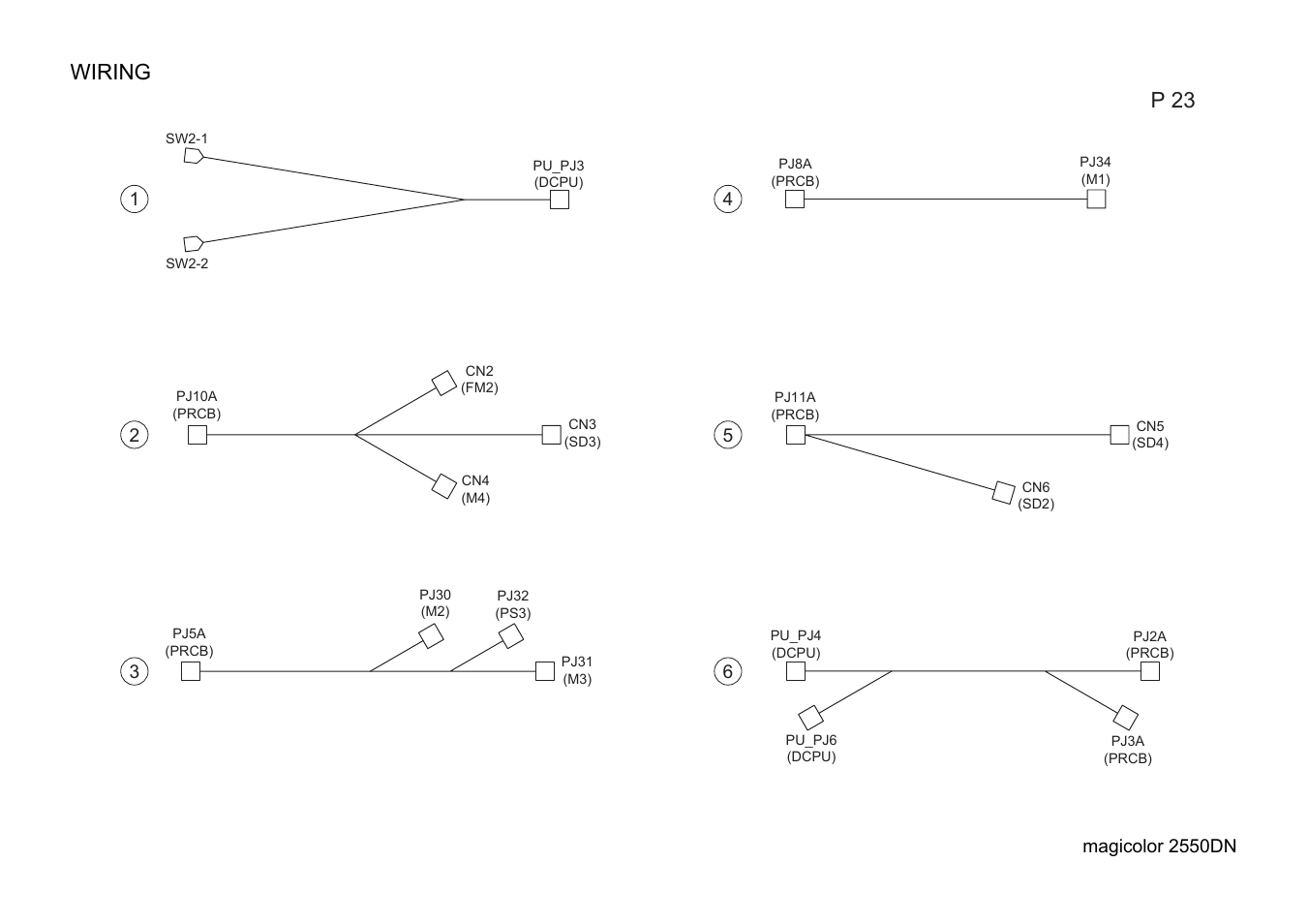 Wiring, Wiring p 23 | Konica Minolta magicolor 2550DN A00V014 User Manual | Page 54 / 67