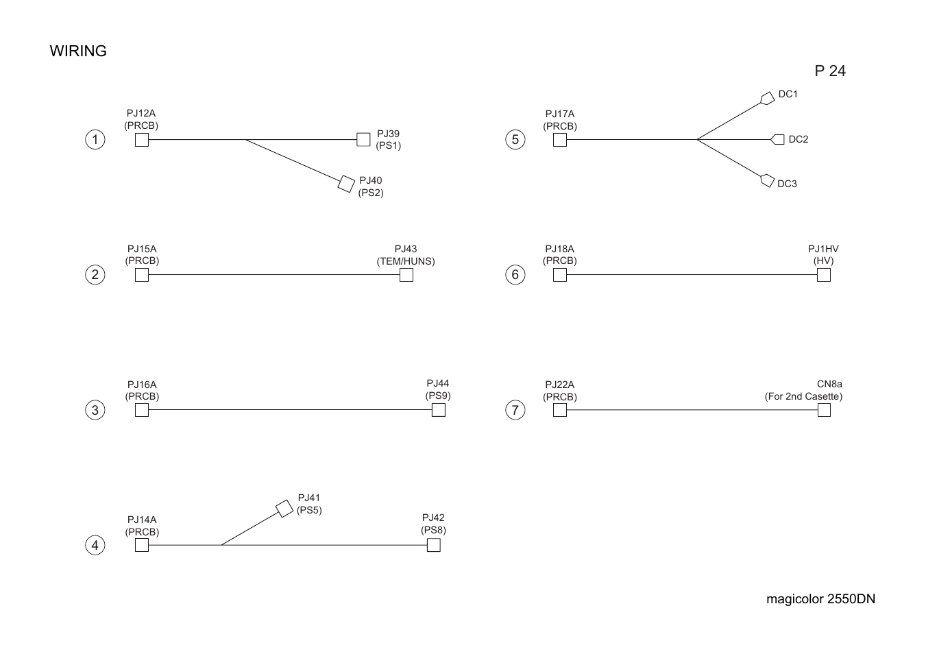 Wiring, Wiring p 24 | Konica Minolta magicolor 2550DN A00V014 User Manual | Page 56 / 67