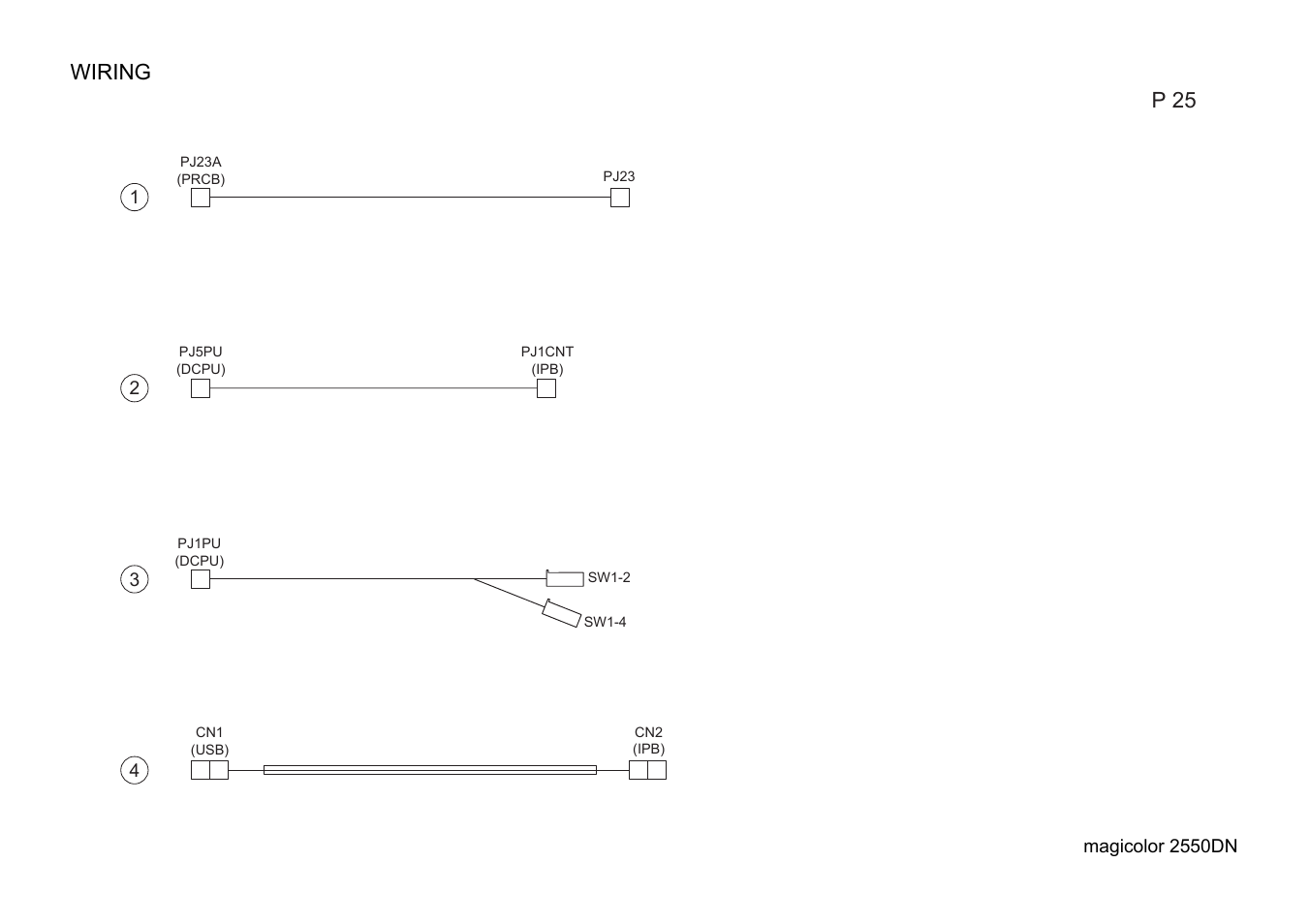 Wiring, Wiring p 25 | Konica Minolta magicolor 2550DN A00V014 User Manual | Page 58 / 67