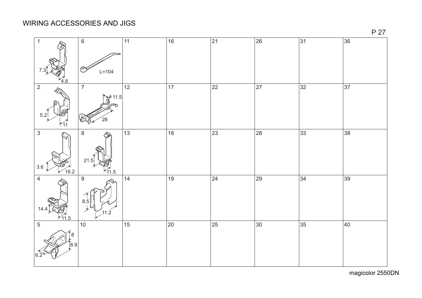 Wiring accessories and jigs | Konica Minolta magicolor 2550DN A00V014 User Manual | Page 62 / 67