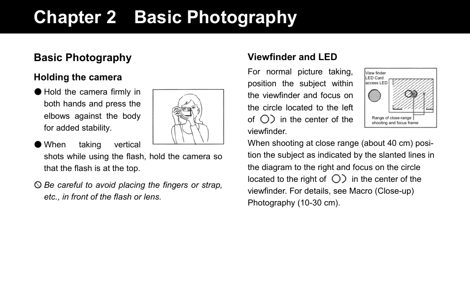 Chapter 2 basic photography, Basic photography | Konica Minolta Q-M200 User Manual | Page 16 / 89