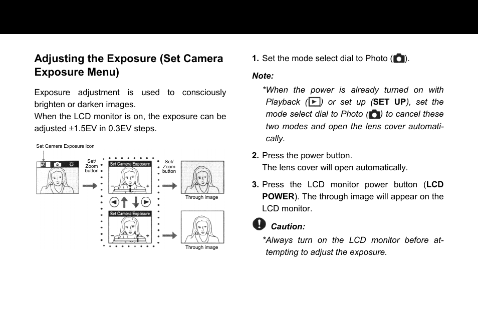 Adjusting the exposure (set camera exposure menu) | Konica Minolta Q-M200 User Manual | Page 39 / 89