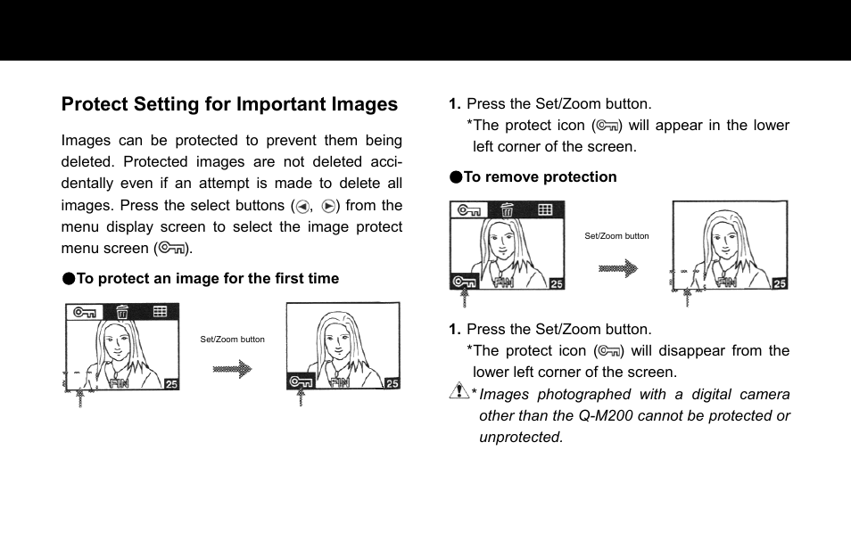 Protect setting for important images | Konica Minolta Q-M200 User Manual | Page 58 / 89