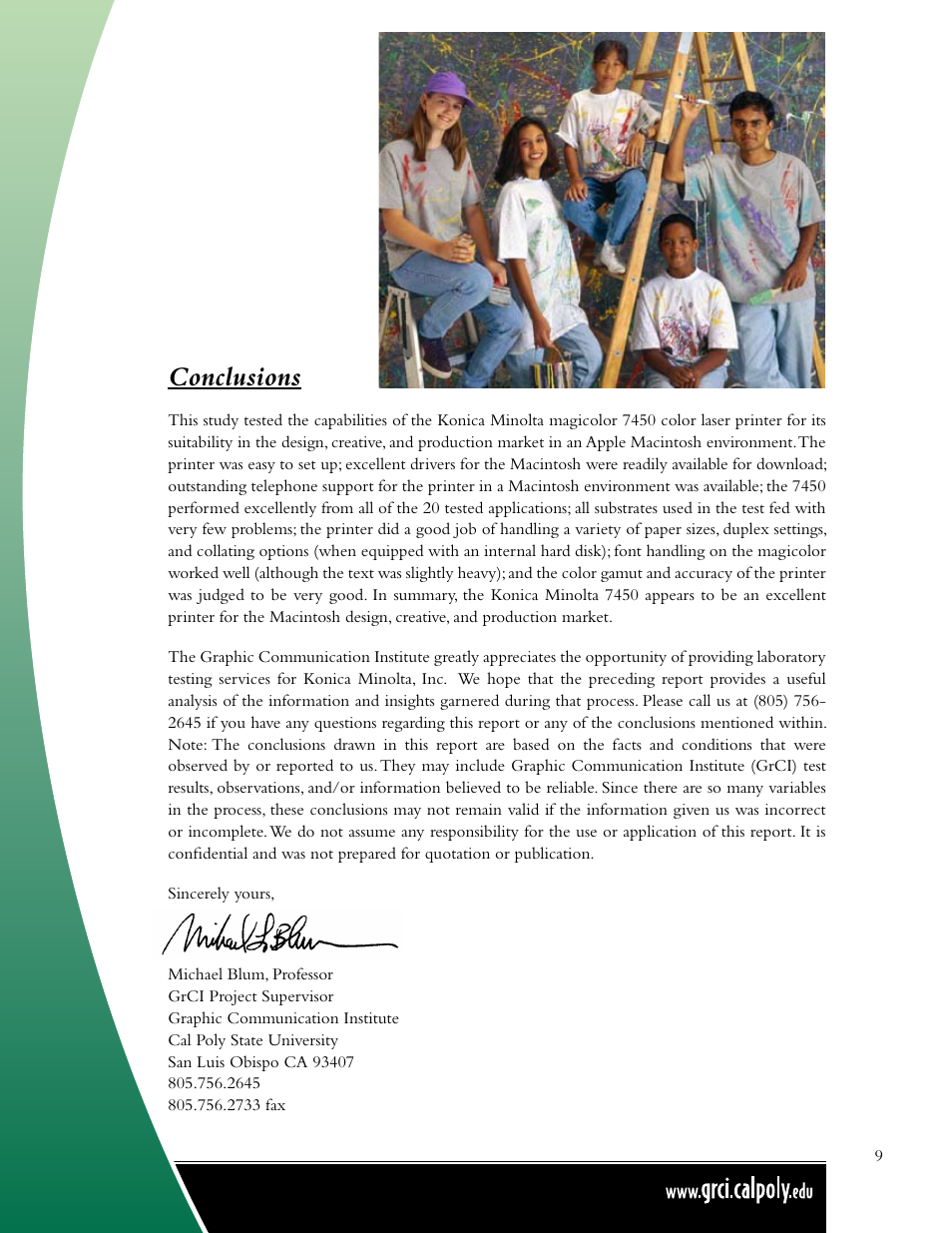 Conclusions | Konica Minolta 7450 User Manual | Page 9 / 9