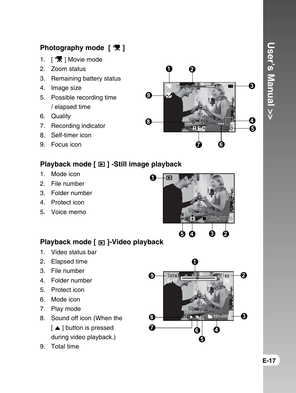 User’s manual | Konica Minolta E50 User Manual | Page 17 / 75