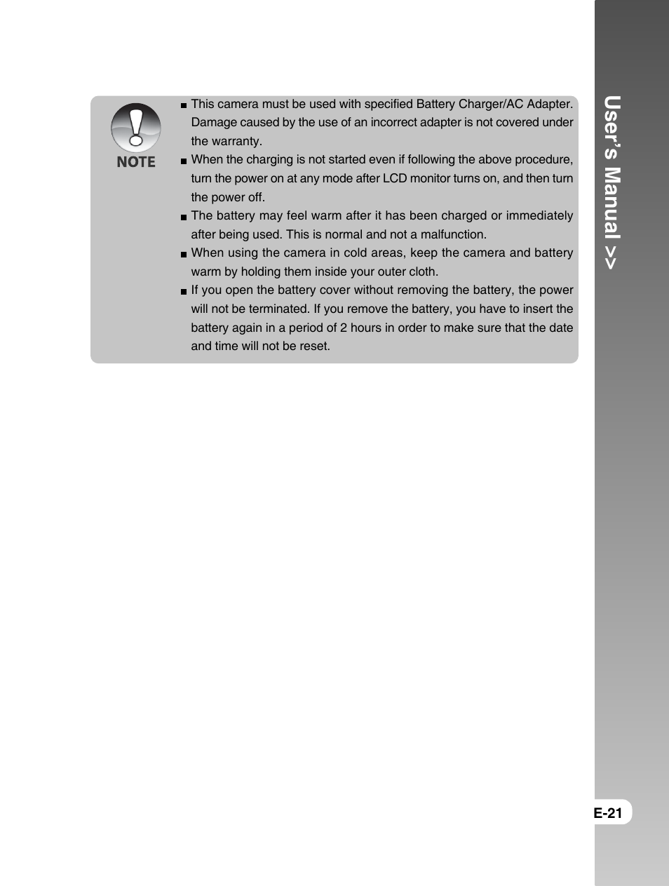 User’s manual | Konica Minolta E50 User Manual | Page 21 / 75