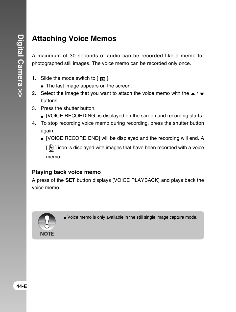 Digital camera | Konica Minolta E50 User Manual | Page 44 / 75