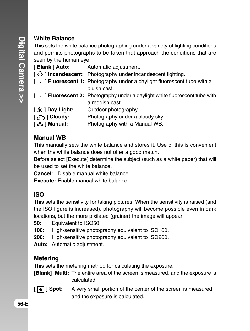 Digital camera | Konica Minolta E50 User Manual | Page 56 / 75