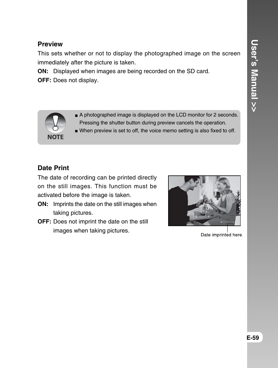 User’s manual | Konica Minolta E50 User Manual | Page 59 / 75