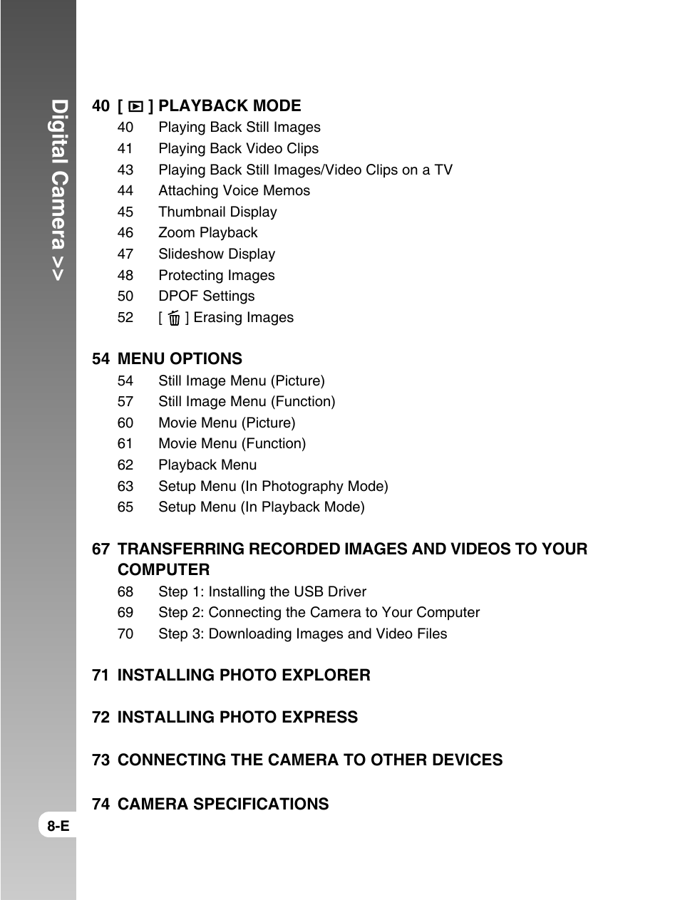 Digital camera | Konica Minolta E50 User Manual | Page 8 / 75
