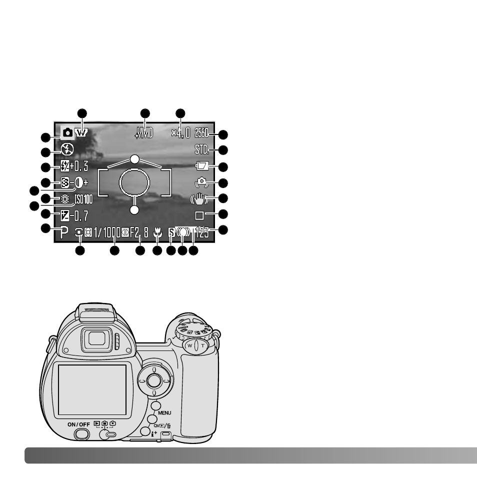 Advanced recording, Recording mode display | Konica Minolta DIMAGE Z5 User Manual | Page 34 / 132