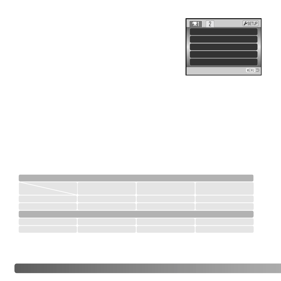 Quality (movie), Frame rate, Movie file sizes | Konica Minolta DIMAGE Z5 User Manual | Page 68 / 132