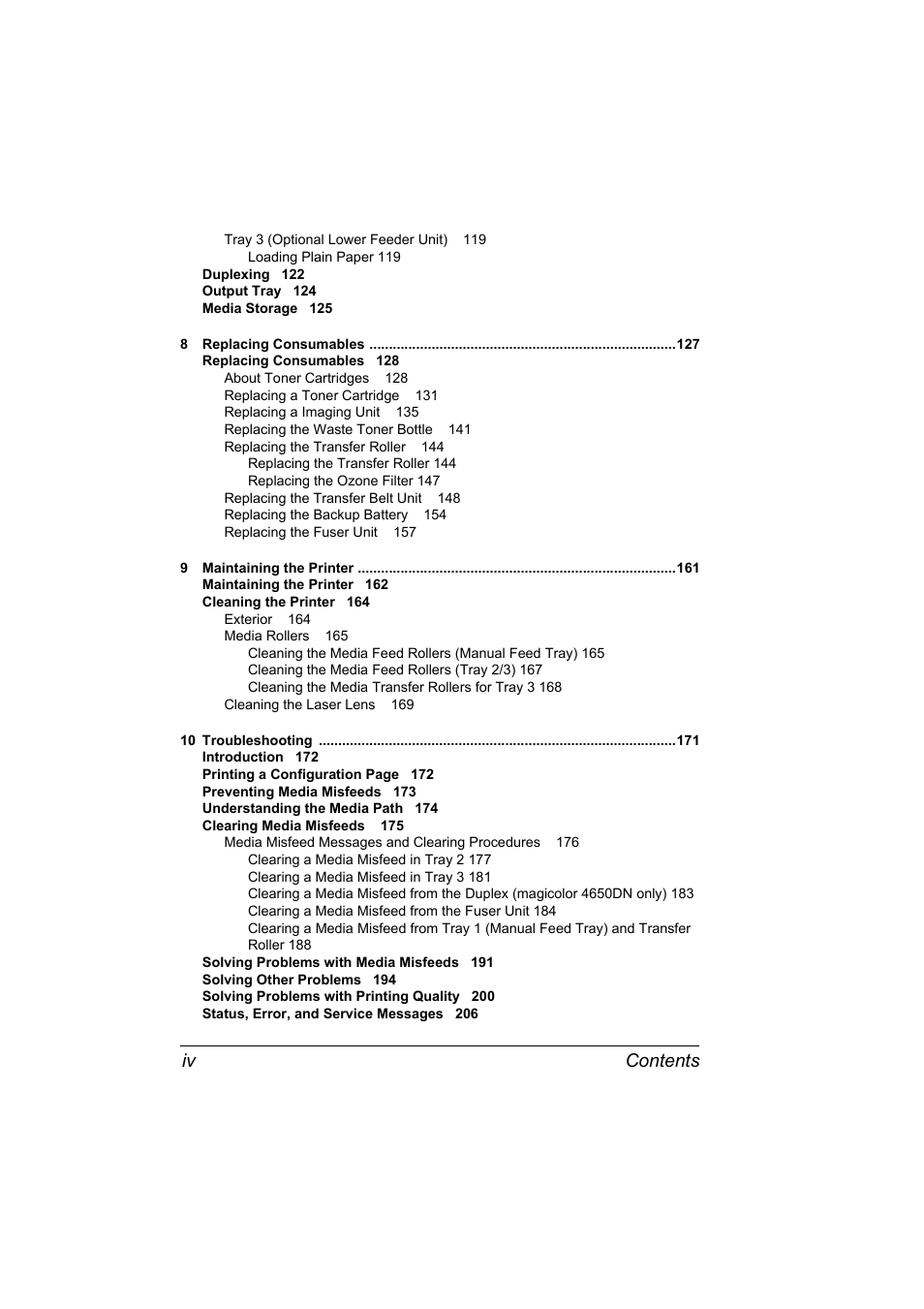 Contents iv | Konica Minolta PagePro 4650EN User Manual | Page 12 / 260