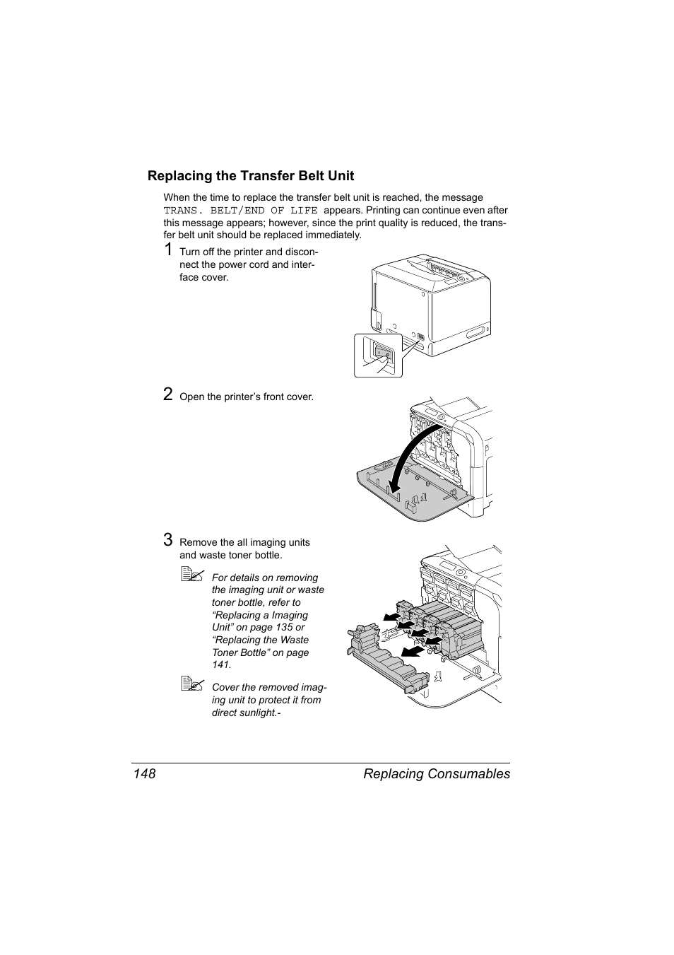 Replacing the transfer belt unit, Replacing the transfer belt unit 148 | Konica Minolta PagePro 4650EN User Manual | Page 162 / 260