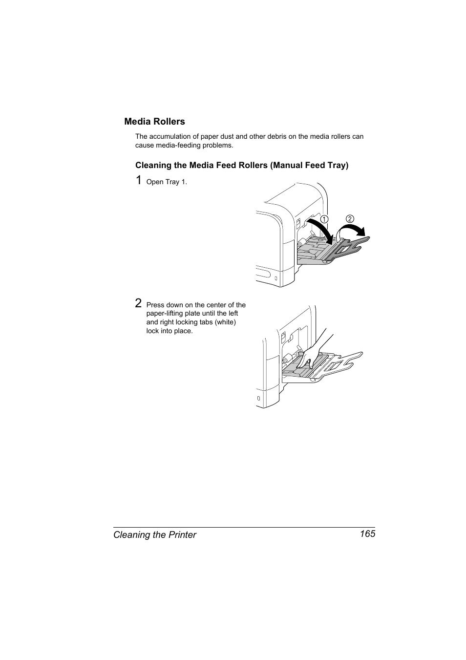 Media rollers, Cleaning the media feed rollers (manual feed tray), Media rollers 165 | Konica Minolta PagePro 4650EN User Manual | Page 179 / 260