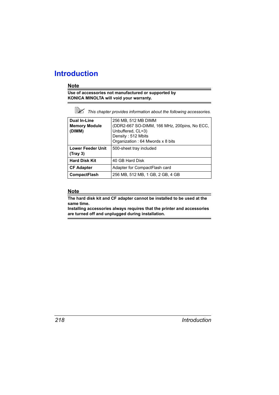 Introduction, Introduction 218 | Konica Minolta PagePro 4650EN User Manual | Page 232 / 260