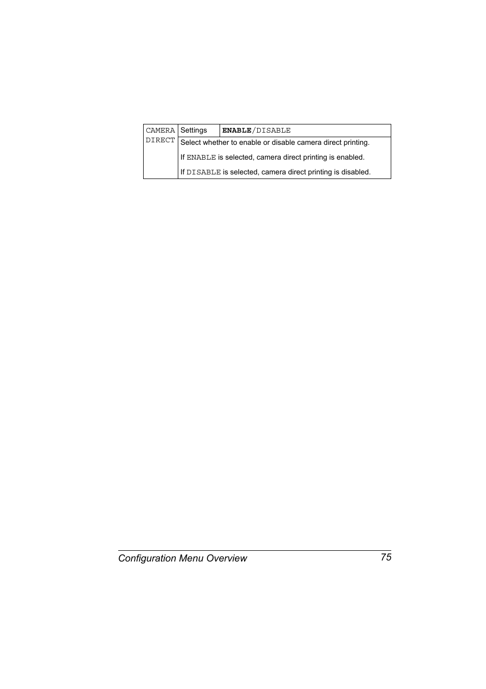 Configuration menu overview 75 | Konica Minolta PagePro 4650EN User Manual | Page 89 / 260