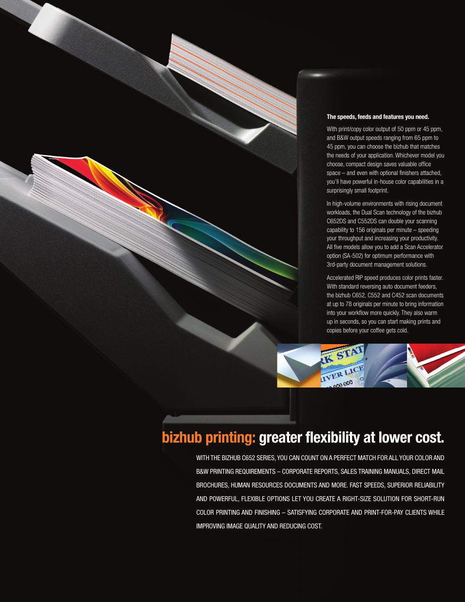 Bizhub printing: greater flexibility at lower cost | Konica Minolta BIZHUB C552 User Manual | Page 4 / 8