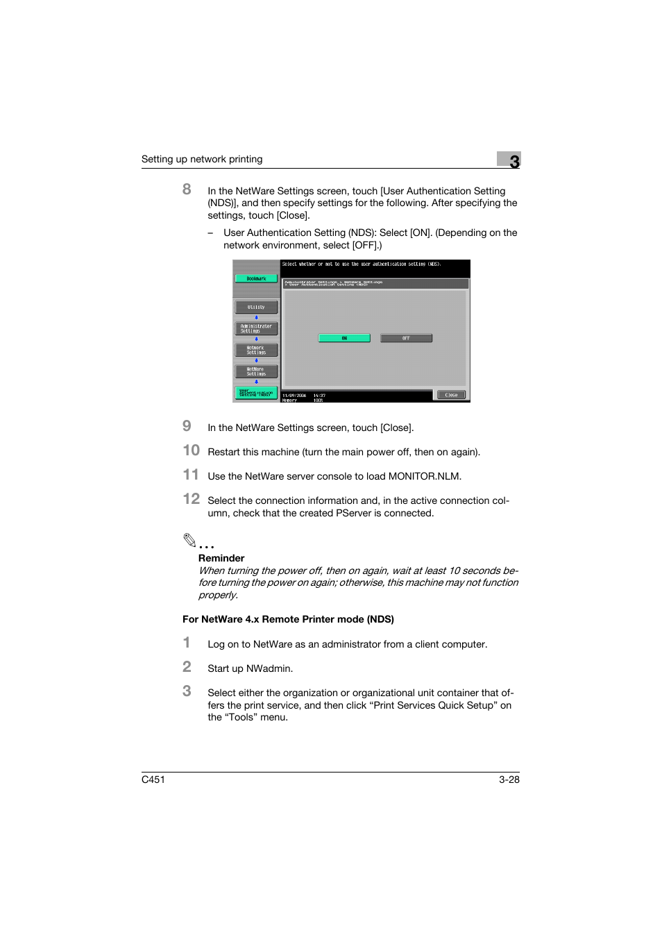 For netware 4.x remote printer mode (nds), For netware 4.x remote printer mode (nds) -28 | Konica Minolta BIZHUP C451 User Manual | Page 101 / 410