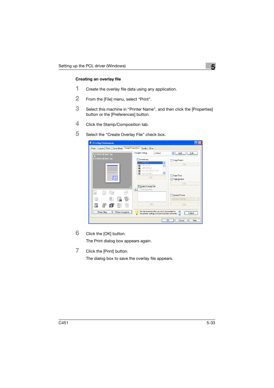 Creating an overlay file, Creating an overlay file -33 | Konica Minolta BIZHUP C451 User Manual | Page 176 / 410