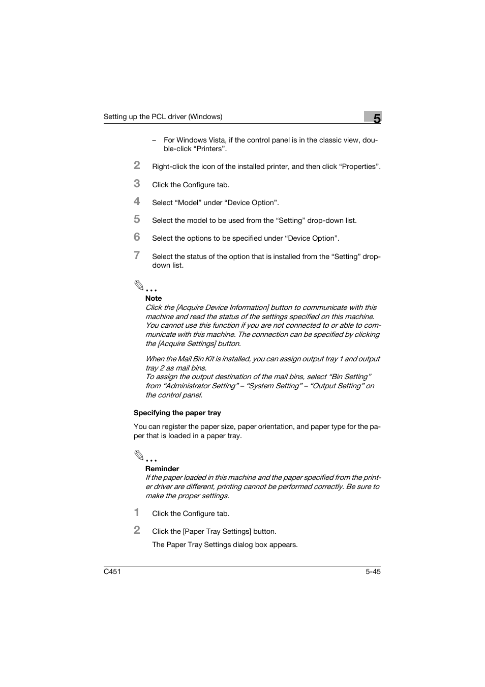 Specifying the paper tray, Specifying the paper tray -45 | Konica Minolta BIZHUP C451 User Manual | Page 188 / 410