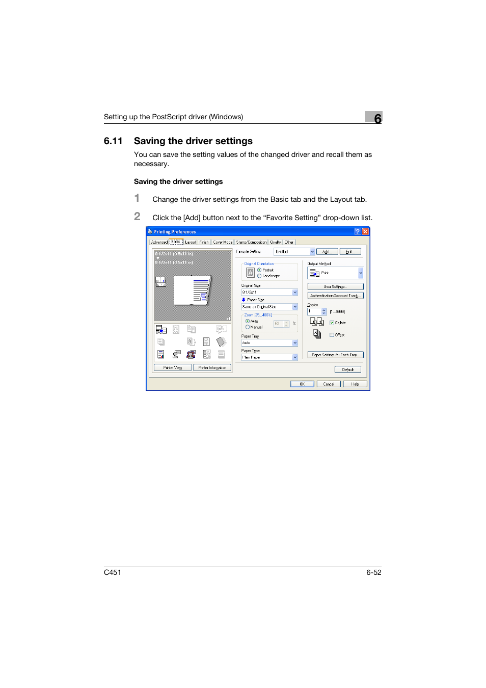 11 saving the driver settings, Saving the driver settings, Saving the driver settings -52 | Konica Minolta BIZHUP C451 User Manual | Page 249 / 410