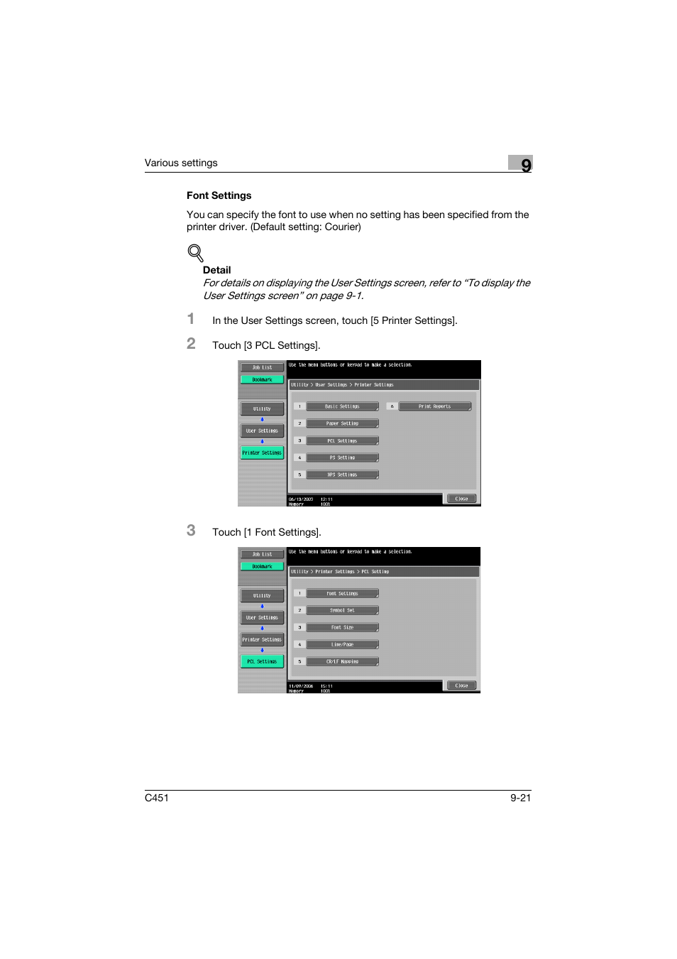 Font settings, Font settings -21 | Konica Minolta BIZHUP C451 User Manual | Page 332 / 410