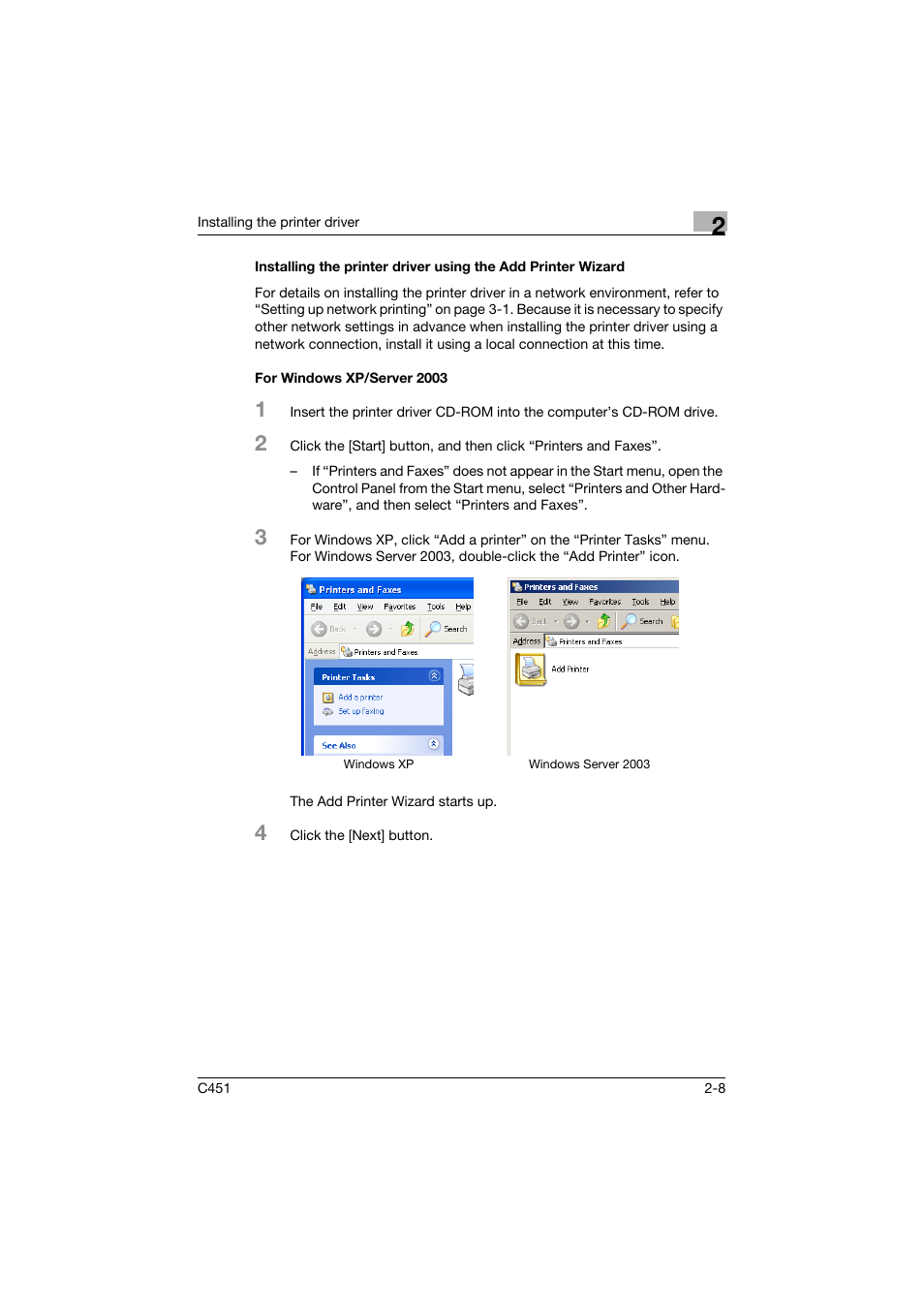 For windows xp/server 2003 | Konica Minolta BIZHUP C451 User Manual | Page 51 / 410