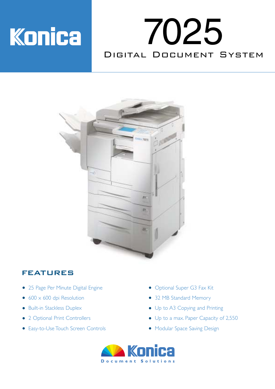 Konica Minolta 7025 User Manual | 2 pages