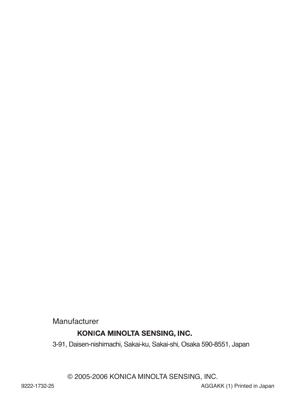Manufacturer | Konica Minolta PULSOX 300 User Manual | Page 32 / 32