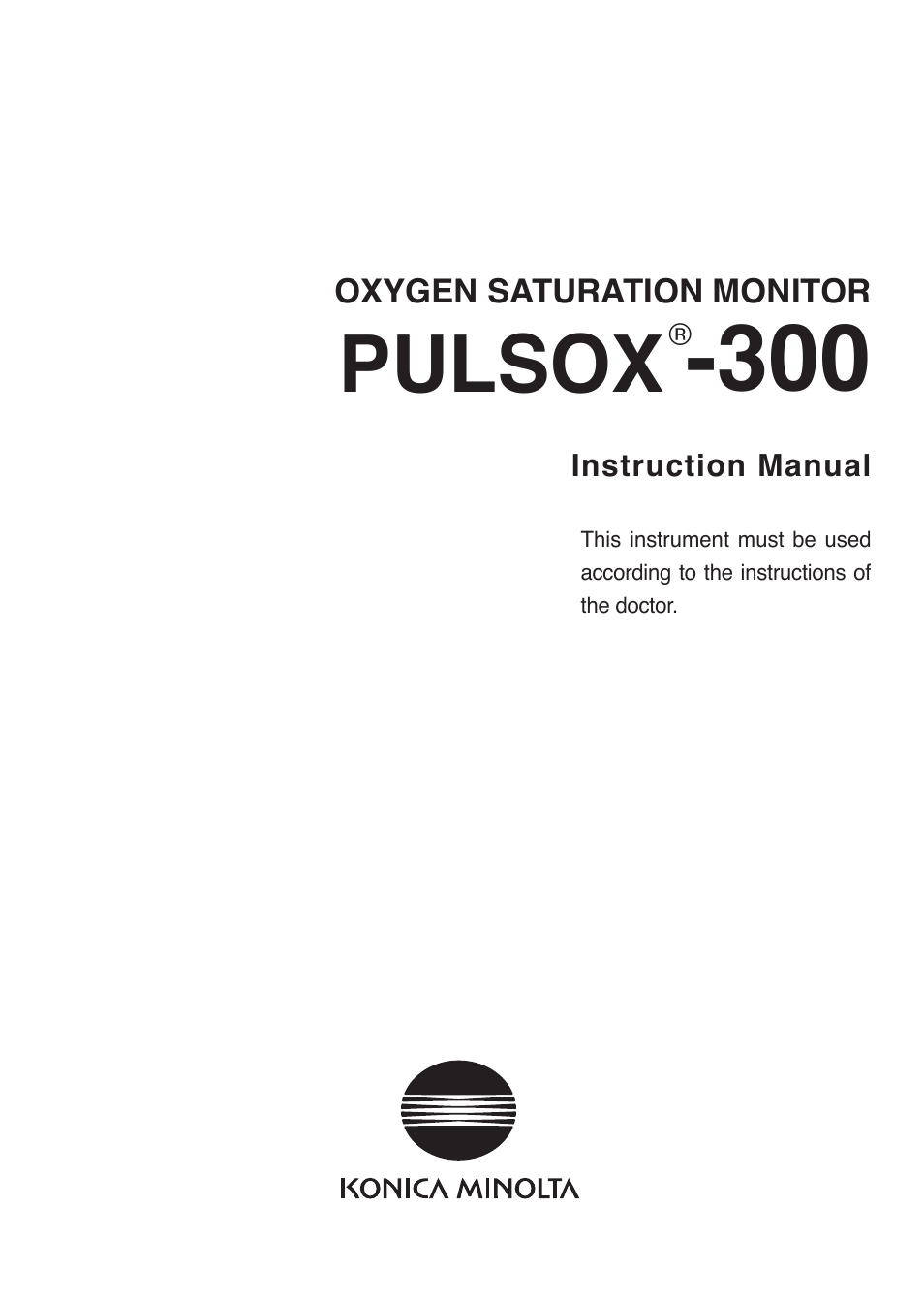 Konica Minolta Oxegen Saturation Monitor PULSOX-300 User Manual | 32 pages