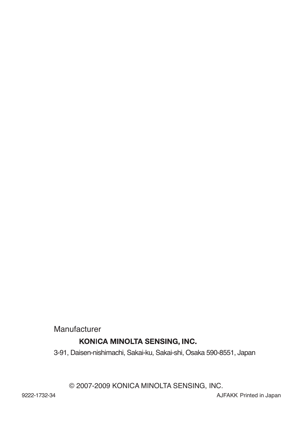 Manufacturer | Konica Minolta Oxegen Saturation Monitor PULSOX-300 User Manual | Page 32 / 32