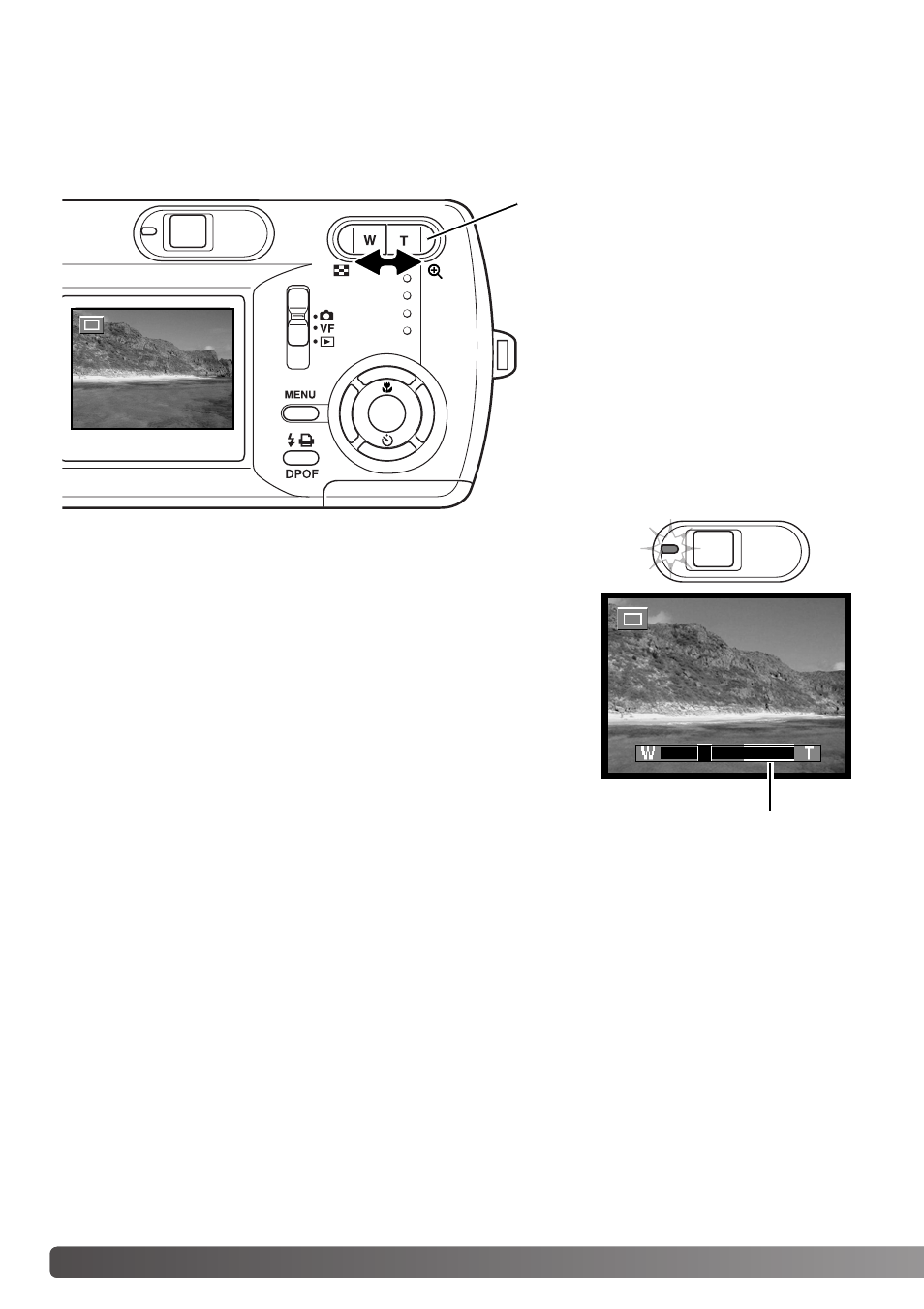 Using the zoom lens | Konica Minolta DiMAGE E323 User Manual | Page 24 / 96