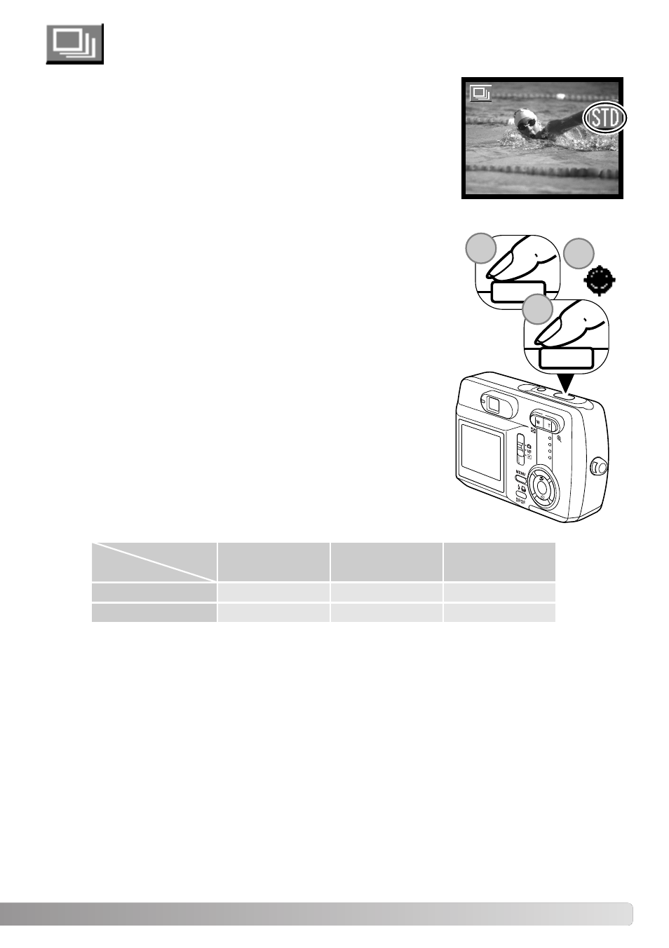 Continuous advance recording mode | Konica Minolta DiMAGE E323 User Manual | Page 33 / 96