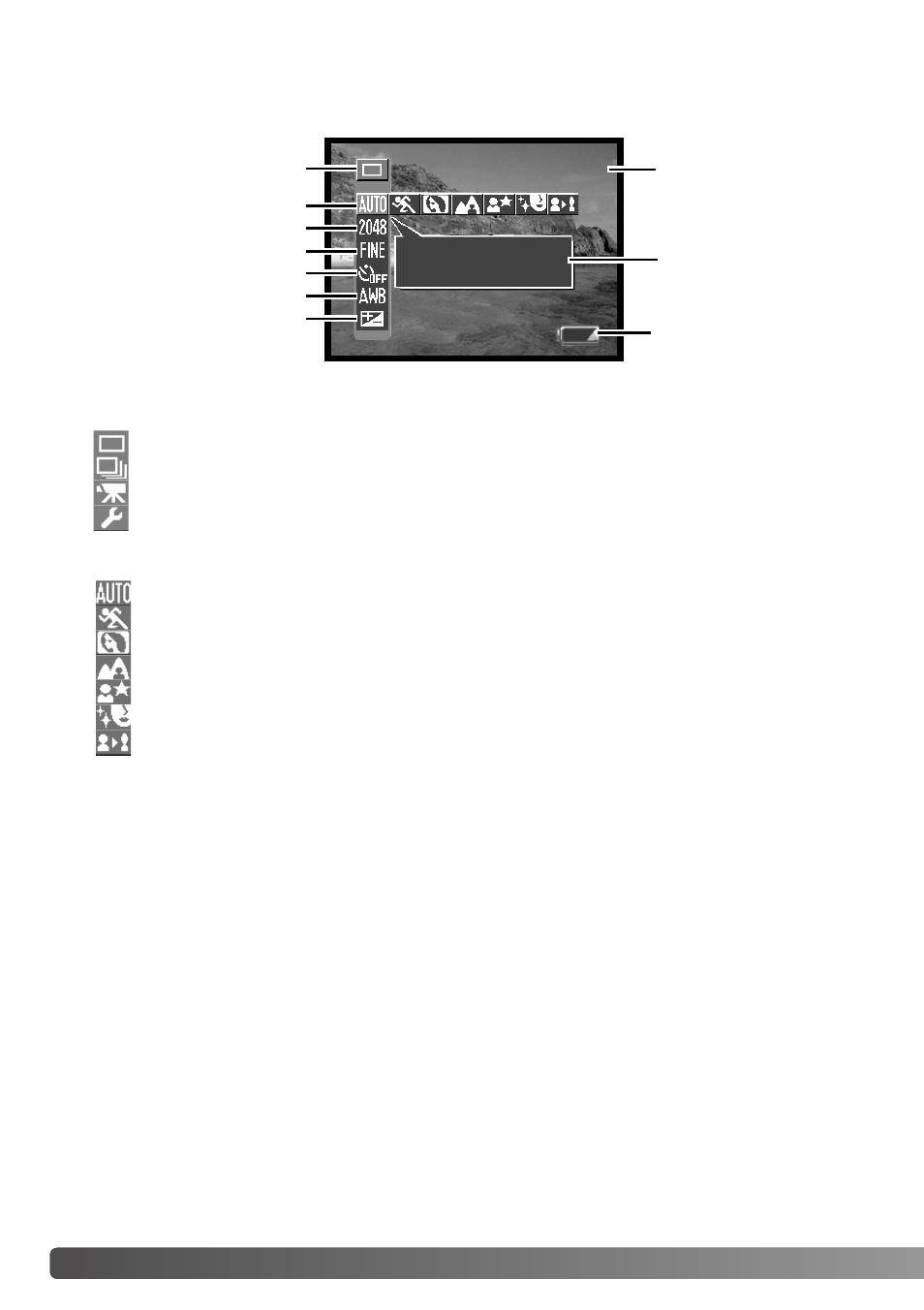 Single-frame advance recording menu | Konica Minolta DiMAGE E323 User Manual | Page 36 / 96