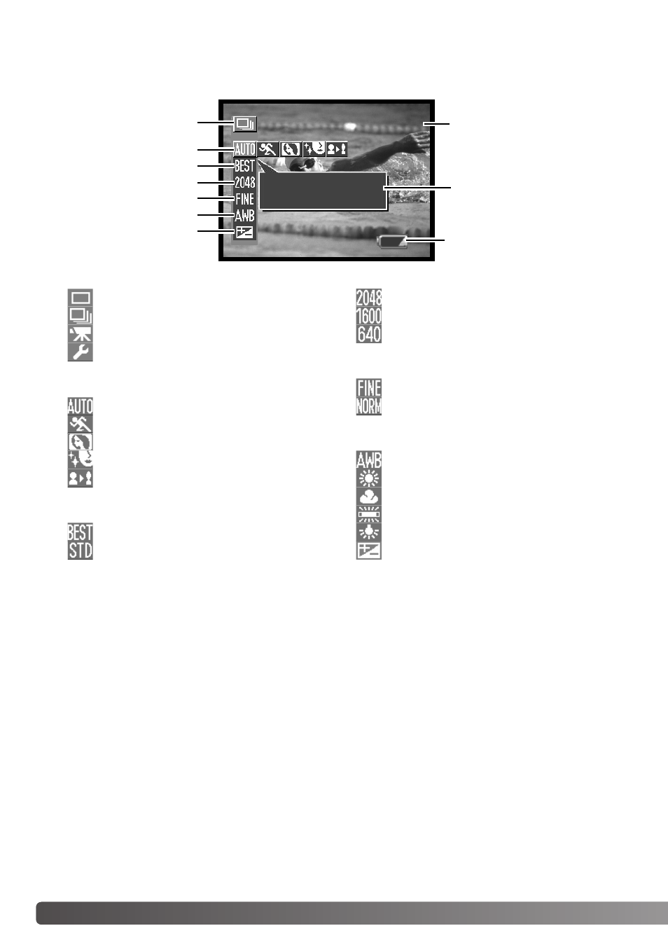 Continuous advance recording menu | Konica Minolta DiMAGE E323 User Manual | Page 38 / 96