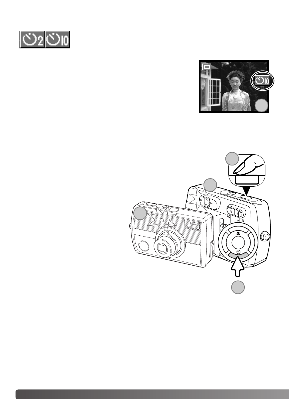 Self-timer | Konica Minolta DiMAGE E323 User Manual | Page 44 / 96