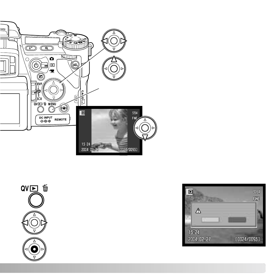 Viewing images and histogram, Deleting single images, Rotating images | Konica Minolta DiMAGE A2 User Manual | Page 41 / 180